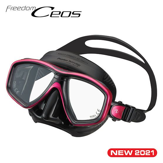 Tusa Freedom Ceos Low Volume Two Window Scuba Dive Snorkeling Mask All Black 